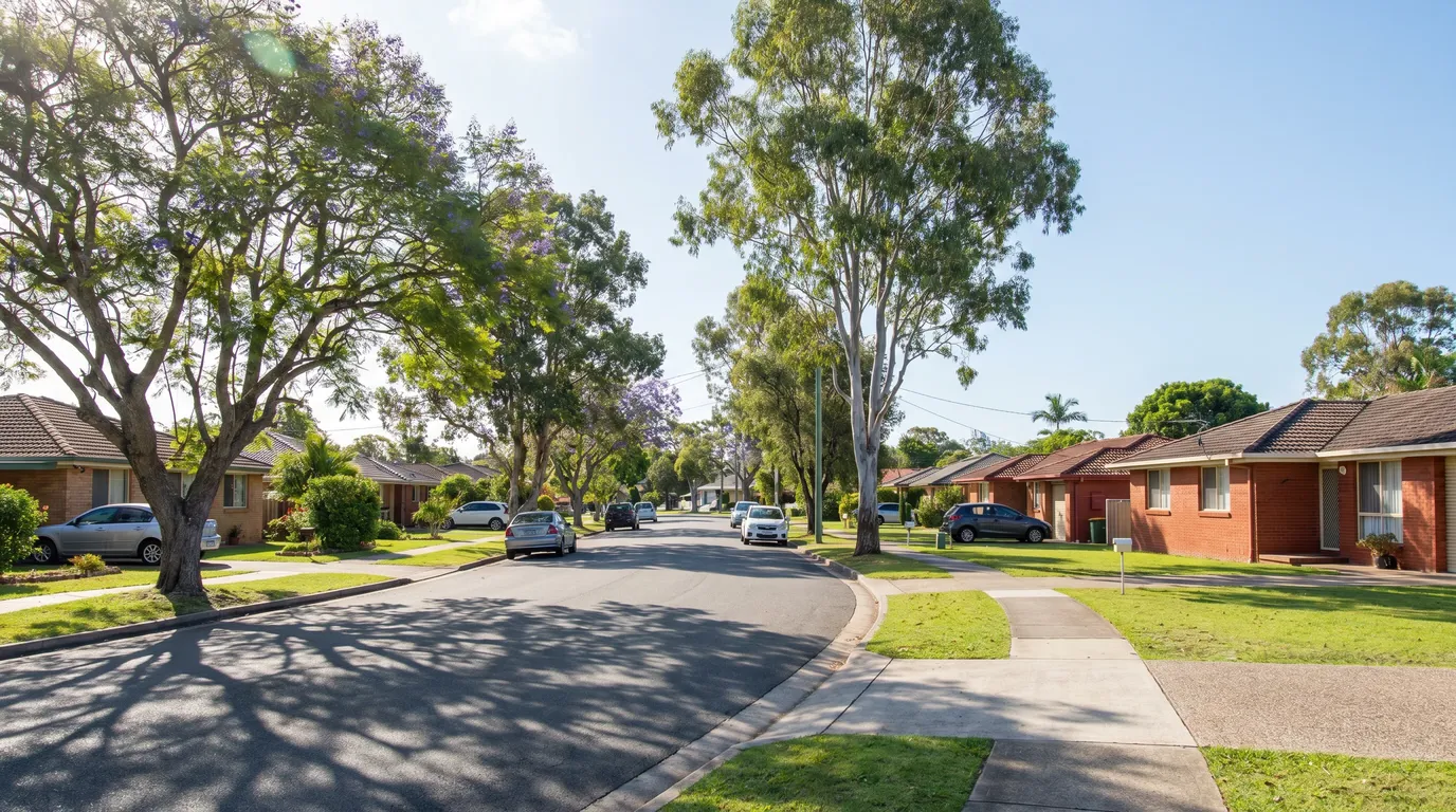 A street in Birkdale, Redland City, on a bright Moreton Bay morning